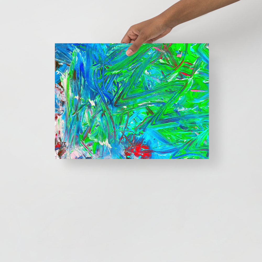 Vibrant Energy: Channeled Abstract Art Premium Poster by NH. LEE (12x16 in)