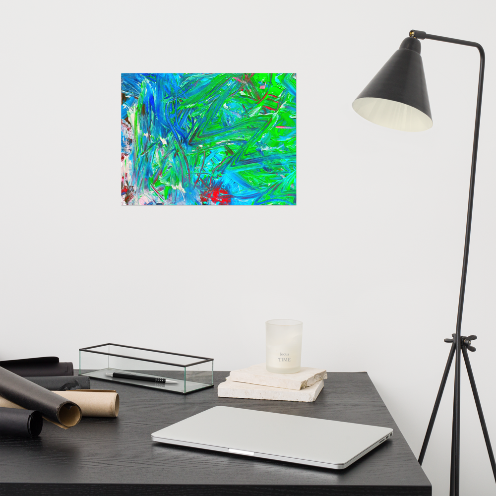 Vibrant Energy: Channeled Abstract Art Premium Poster by NH. LEE (12x16 in)