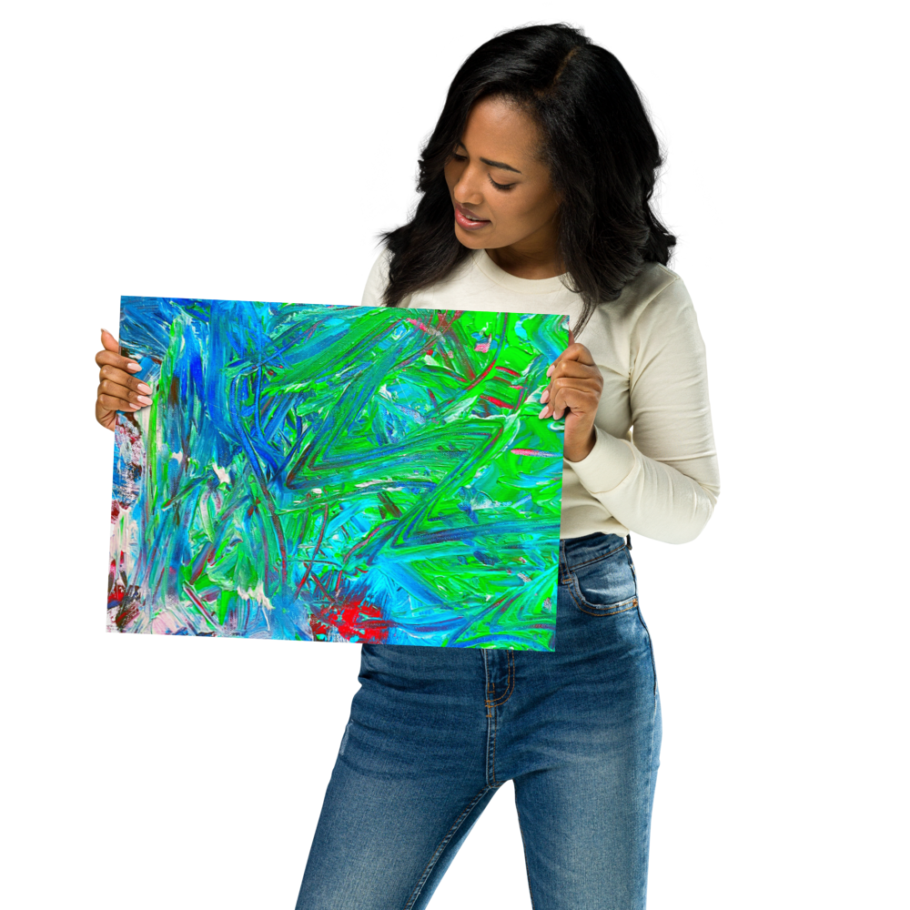 Vibrant Energy: Channeled Abstract Art Premium Poster by NH. LEE (12x16 in)