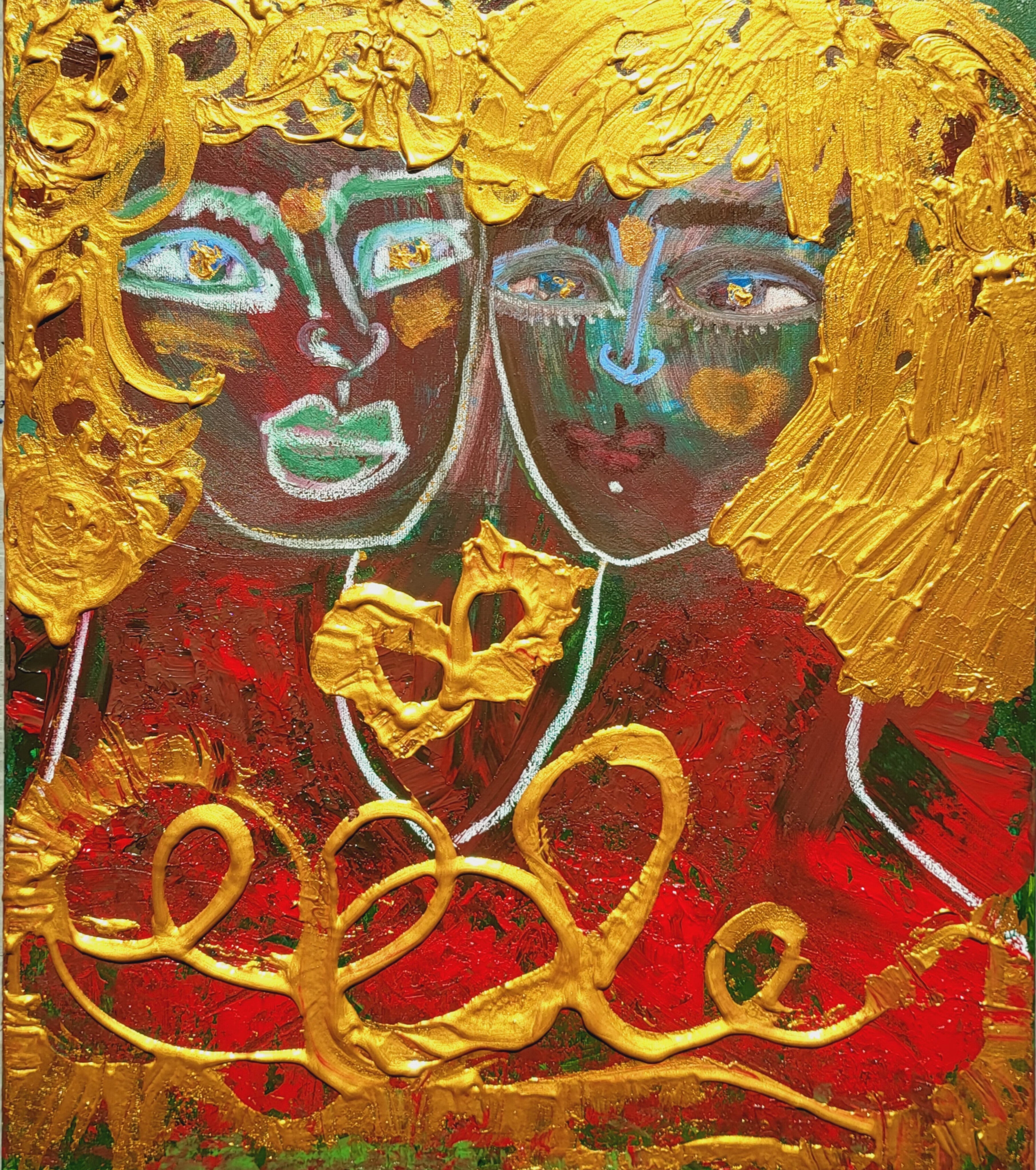 Twinflames  : The Golden Resonance (Channeled original painting)