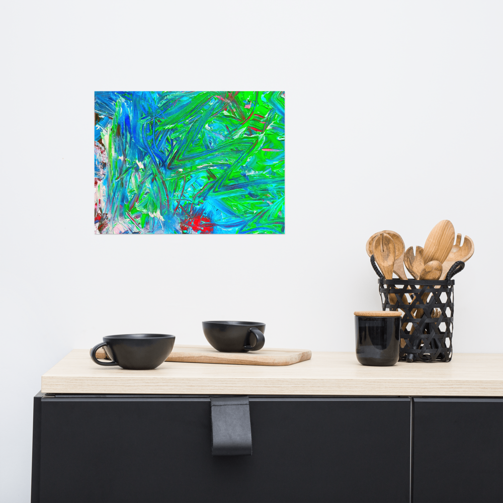 Vibrant Energy: Channeled Abstract Art Premium Poster by NH. LEE (12x16 in)